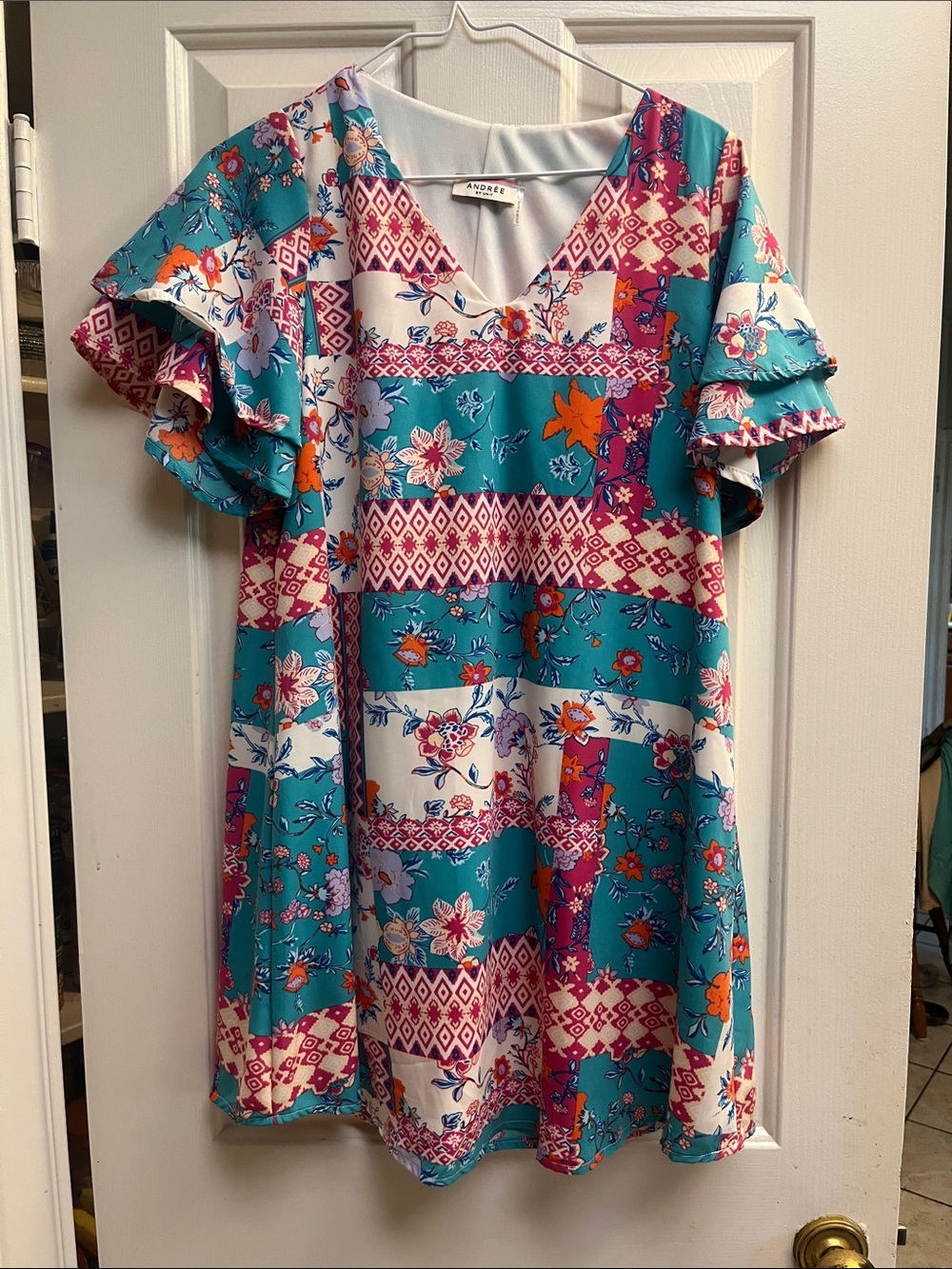 Umgee Turquoise Floral Dress S NWOT